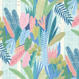 OHPOPSI Wallpaper Glasshouse Colourway Indigo & Pink Close Up Image