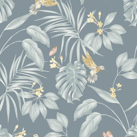 OHPOPSI Wallpaper Hummingbird Colourway Petrol Tile Image